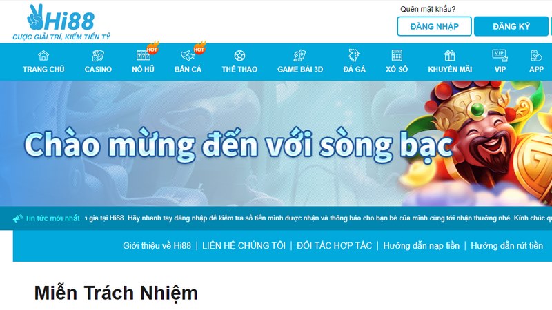 Miễn trừ trách nhiệm Hi88 đưa ra nhằm đảm bảo an toàn cho cược thủ