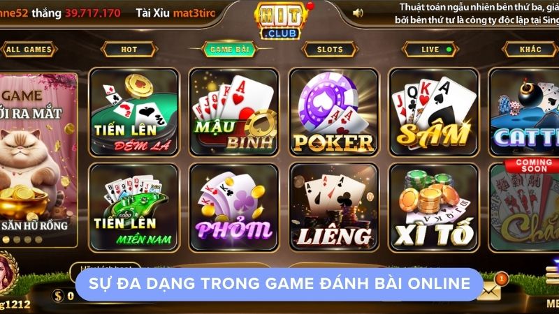 Sự đa dạng trong game đánh bài online